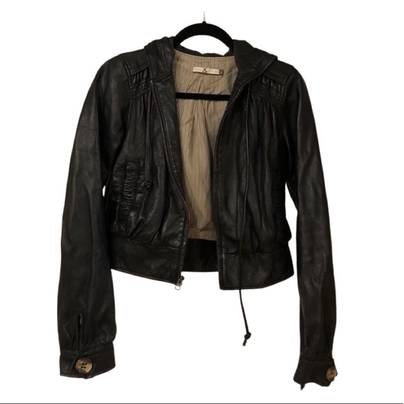 Mike & Chris Hooded Leather Jacket - Picture 1 of 7